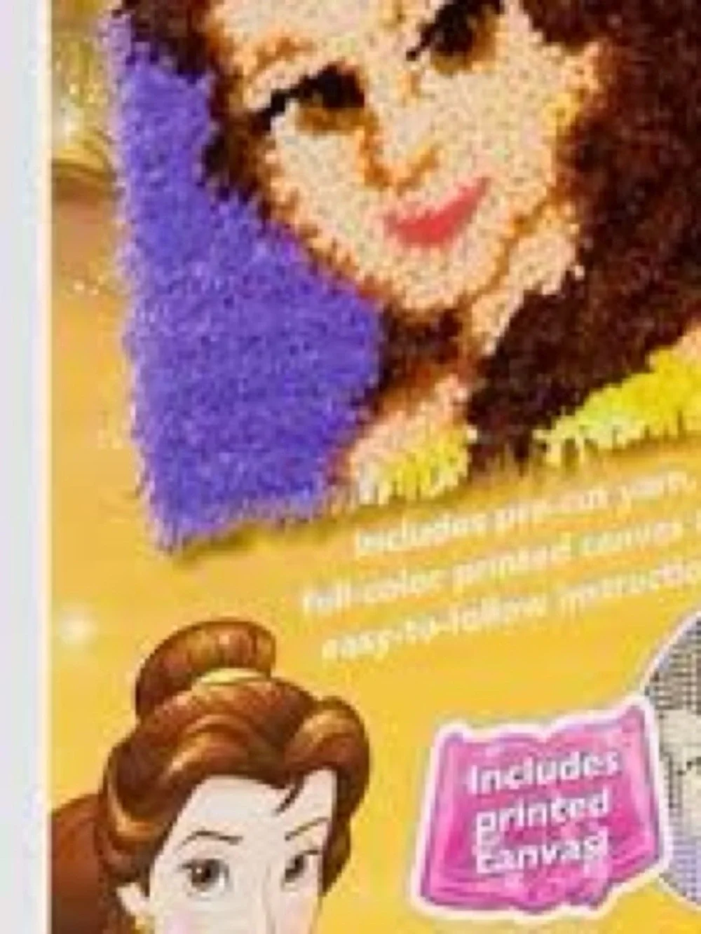 Dimensions Disney Princess Belle Latch Hook Craft Kit – 12” x 12” Canvas – Vinta